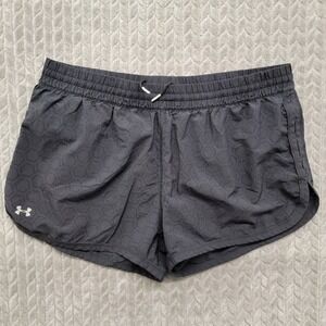 Under Armour HeatGear Semi Fitted Running Shorts Lined Black 1237254 Women's Med